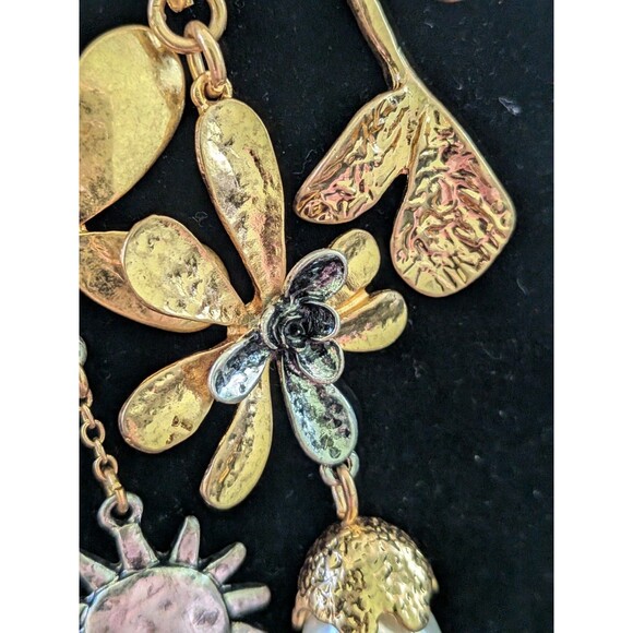 Zara Necklace Women NWT SS25 Butterfly Floral Charms Gold Silver Mixed Metals - Picture 4 of 12